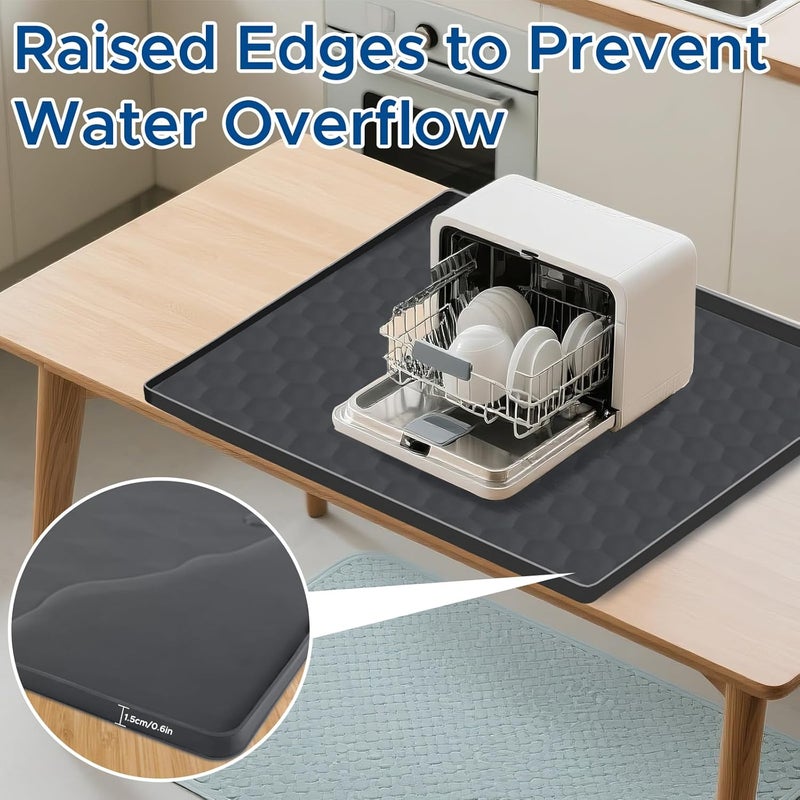 MiToBeLe Dishwasher Drain Pan Mat,24''x20'' Dishwasher Drip Tray with Raised Edge,Non-Slip Silicone Dishwashers Drain Pan Floor Mat,Anti-Leakage Dish Washer Tray for Mini Dish Washers( - Image 3